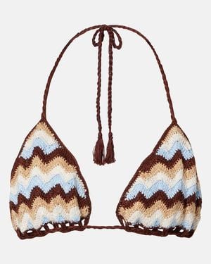 Anna Kosturova Summer Chevron Crochet Cotton Bikini Top - Black