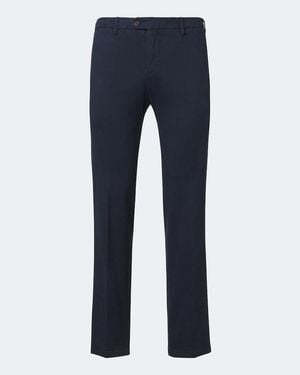 Fedeli Pantalones Chinos En Mezcla De Algodon - Azul