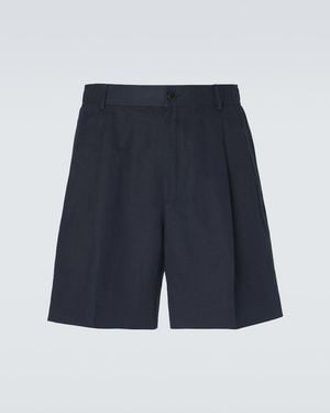 Brioni Linen And Cotton Shorts - Blue