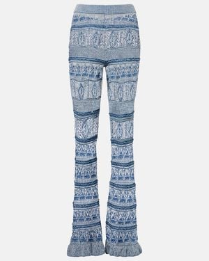 Etro Crochet Cotton Flared Pants - Blue
