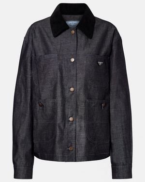 Prada Cotton And Linen Chambray Jacket - Black