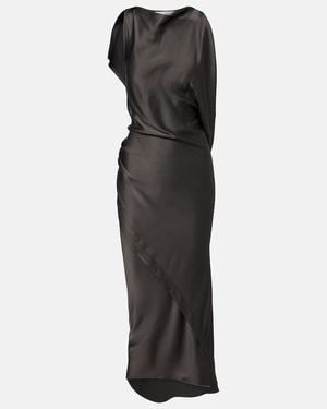 Victoria Beckham Kyra Draped Crepe Satin Midi Dress - Black