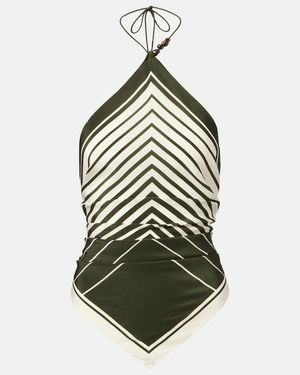SIR. Leilana Printed Silk Top - Green