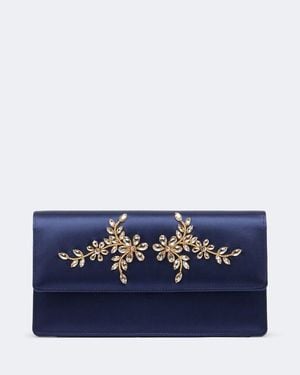 Manolo Blahnik Capripla Embellished Satin Clutch - Blue