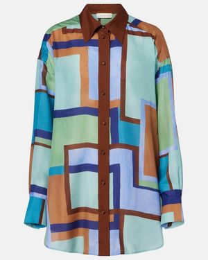 Zimmermann Hemd Como Aus Seidensatin - Blau