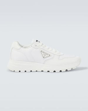 Prada High-Top-Sneaker Aus Leder Und Re-Nylon - Weiß