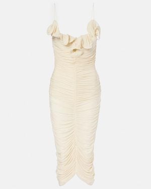 Magda Butrym Semi-Sheer Ruched Jersey Midi Dress - Natural