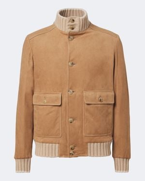 Fedeli Chaqueta De Ante Con Cachemir - Marrón