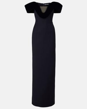 David Koma Off-Shoulder Wool-Blend Bustier Gown - Blue