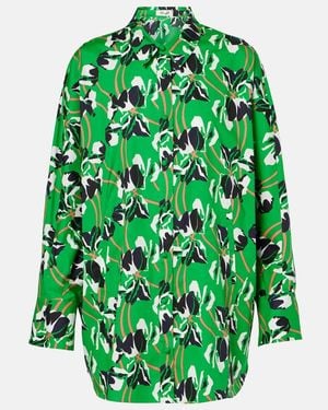 Diane von Furstenberg Caleb Printed Cotton Blouse - Green