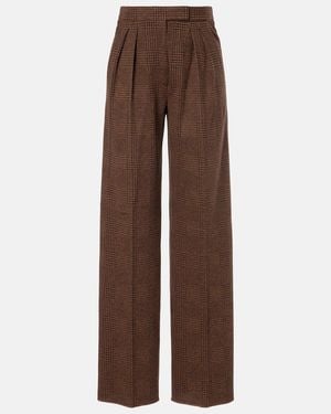 Max Mara Ponza Cotton And Wool-Blend Wide-Leg Pants - Brown