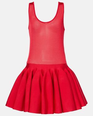 Alaïa Sheer Knitted Minidress - Red