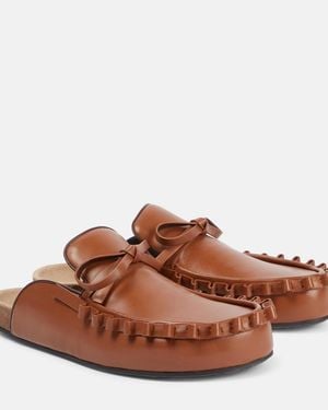 JW Anderson Ruffled Leather Mules - Brown