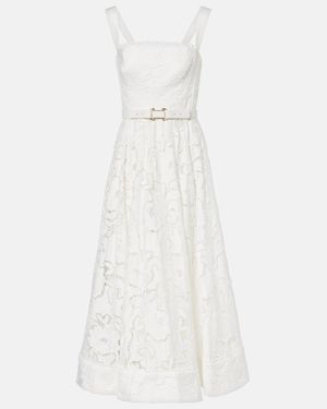 Rebecca Vallance Ginger Floral Lace Midi Dress - White