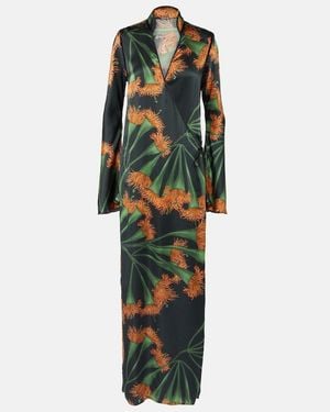 Johanna Ortiz Origenes Del Alma-print Silk-blend Wrap Dress - Green