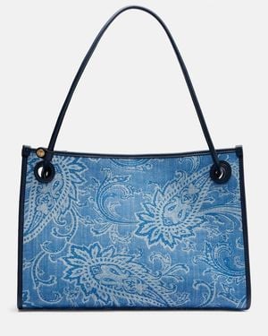 Etro Bolso Eyes Medium De Denim En Jacquard - Azul