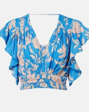 Poupette Pearl Floral Crop Top - Blue