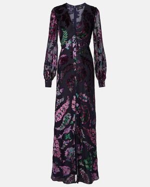 Etro Embroidered Sheer Gown - Blue
