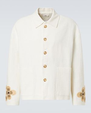 Commas Floral Linen And Cotton Boucle Jacket - White