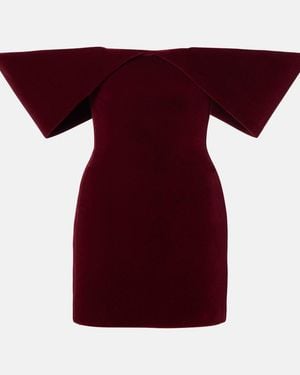 David Koma Off-Shoulder Velvet Minidress - Red