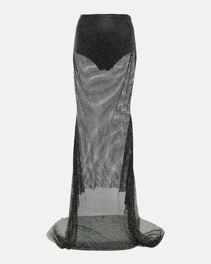 GIUSEPPE DI MORABITO Crystal-Embellished Mesh Maxi Skirt - Black