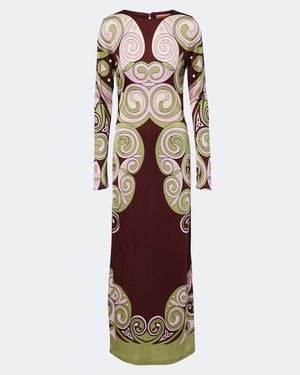 La DoubleJ Kells Swirl Jersey Maxi Dress - Brown