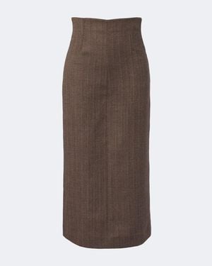 Maison Margiela Jupe Midi En Laine - Marron