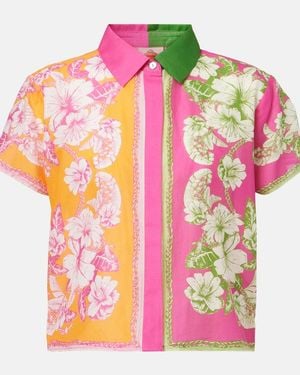 FARM Rio Mixed Scarves Floral Elegance Cotton Shirt - Pink