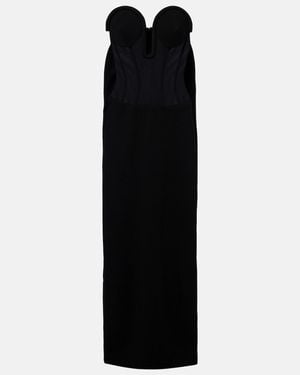 Jean Paul Gaultier Crepe And Tulle Corset Maxi Dress - Black