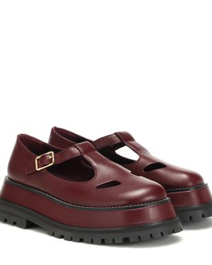 Burberry Aldwych Leather Mary Jane Loafers - Red