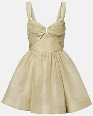 Zimmermann Rebellion Linen And Silk Organza Minidress - Natural