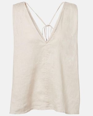 Velvet Renna Linen Top - White