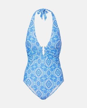 Heidi Klein Mykonos Printed Swimsuit - Blue