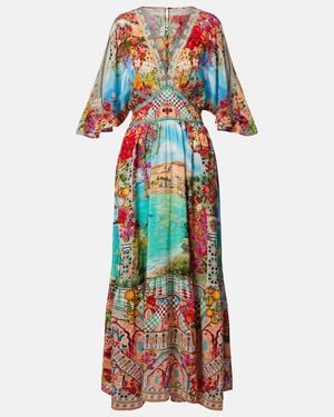 CAMILLA Embellished Printed Silk Maxi Dress - Multicolour