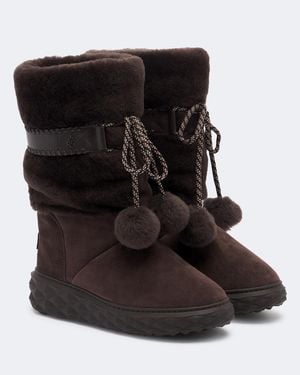 Jimmy Choo Cobi Shearling-Trimmed Suede Platform Boots - Black