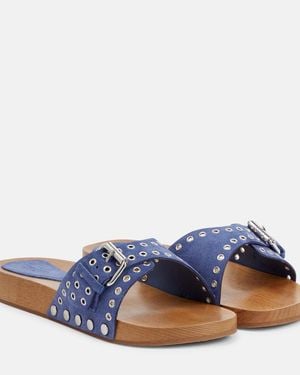 Isabel Marant Jaso Embellished Leather Sandals - Blue