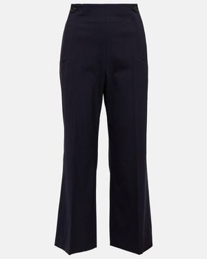 Chloé High-Rise Cropped Flared Wool Trousers - Blue