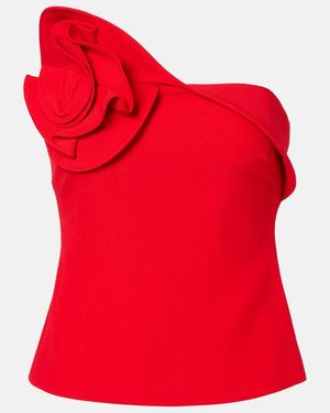 Roland Mouret Floral-Applique Strapless Crepe Top - Red
