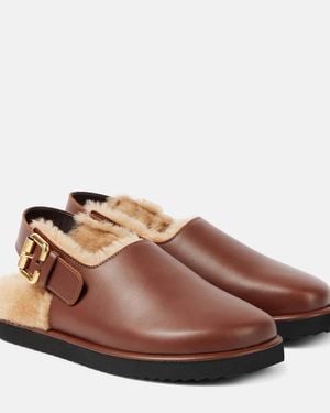 Chloé Mules Nil Aus Leder Mit Lammfell - Braun