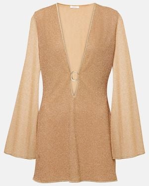 Oséree Lumiere Metallic Minidress - Natural