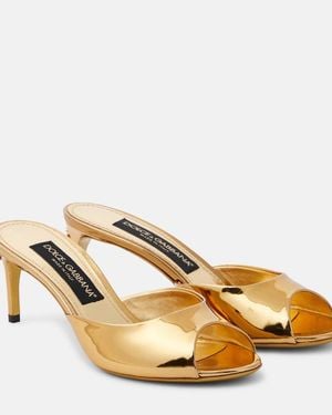 Dolce & Gabbana 70Mm Metallic-Finish Leather Sandals