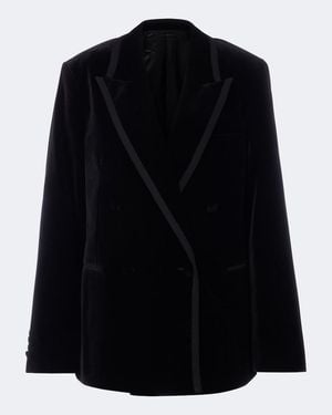 Fendi Double-Breasted Velvet Blazer - Black