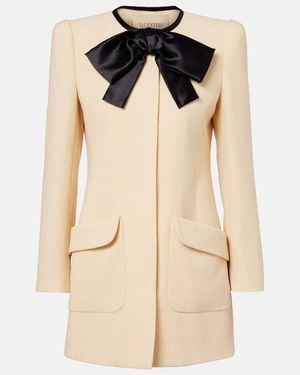 Valentino Tie-Neck Virgin Wool Coat - Natural