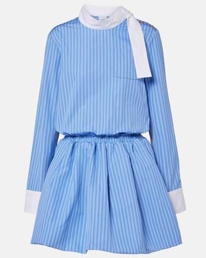Patou Striped Cotton Poplin Minidress - Blue