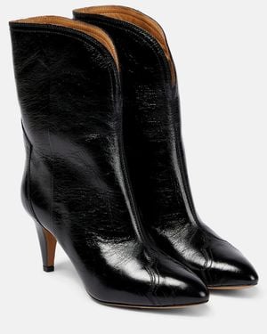 Isabel Marant Dytho Crinkled Leather Ankle Boots - Black