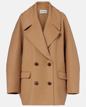 Loewe Oversized Wool Peacoat - Brown