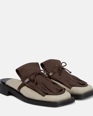 Gia Borghini Gia/Rhw Rosie 40 Linen Slippers - Brown