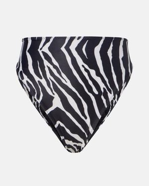 SAME Zebra-Print High-Rise Bikini Bottoms - Black