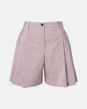 Brunello Cucinelli Striped Cotton-Blend Bermuda Shorts - Purple