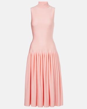 Alaïa Vestido Midi Punto - Rosa